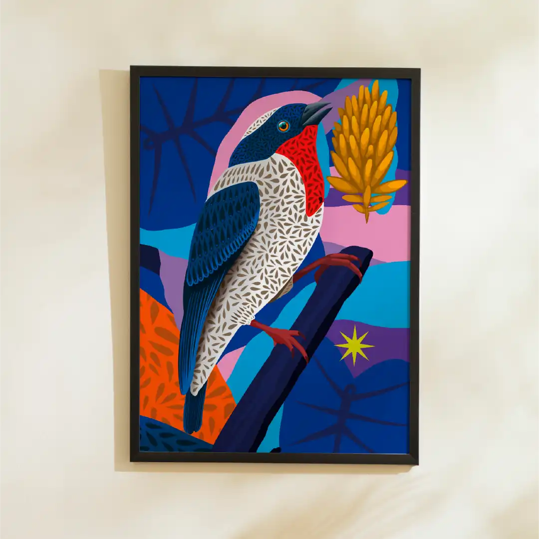 Quadro A3 Passarinho noite