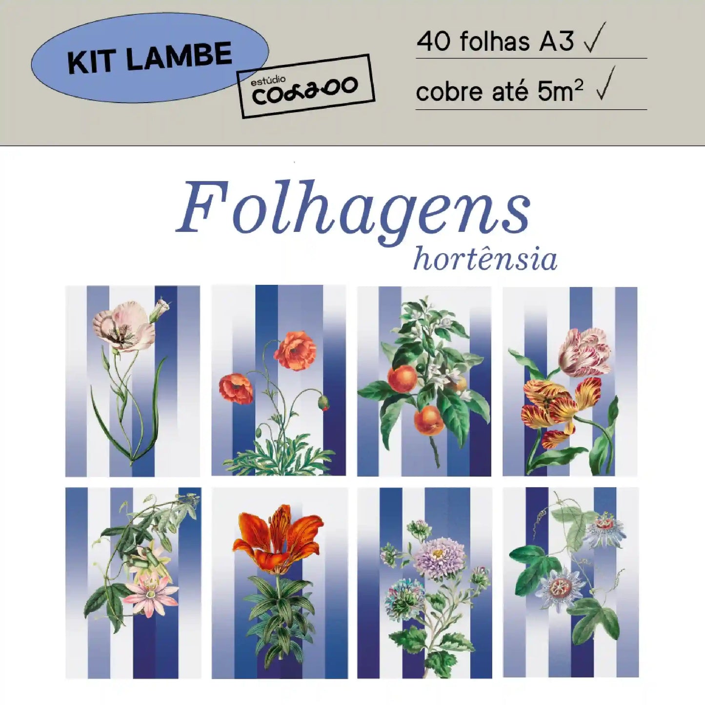 Kit Lambe-lambe Folhagens Hortência