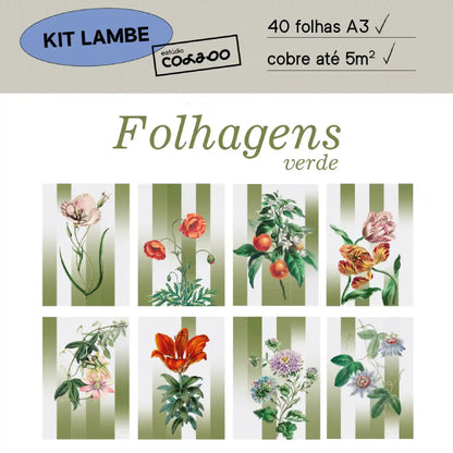 Kit Lambe-lambe Folhagens Verde