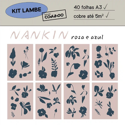 Kit Lambe-lambe Nanquim Rosa e Azul