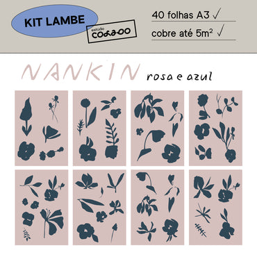 Kit Lambe-lambe Nanquim Rosa e Azul