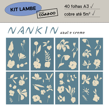 Kit Lambe-lambe Nanquim Azul e Creme