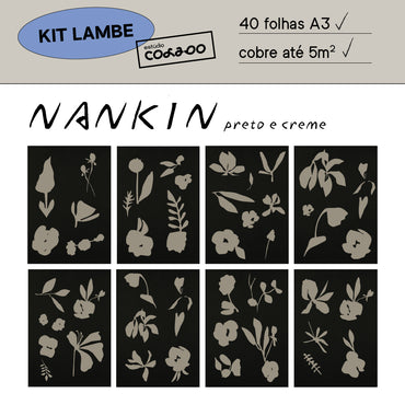 Kit Lambe-lambe Nanquim Preto e Creme